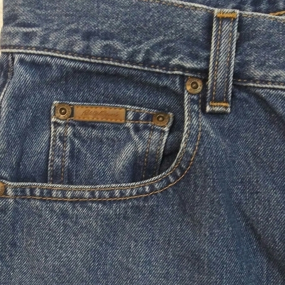 Eddie Bauer Vintage Blue Dark Wash Five Pocket High Rise Button Zip Ankle Jean - Picture 10 of 13